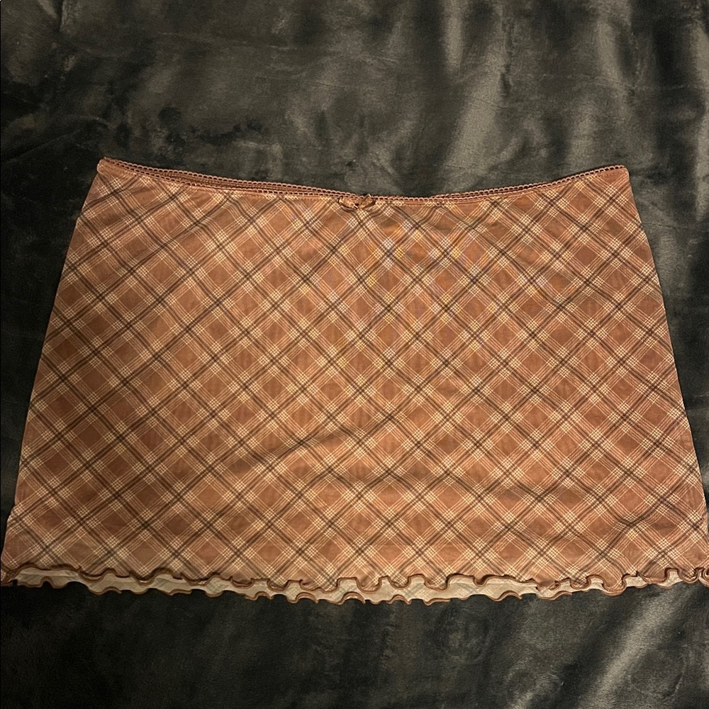 H&M Plaid Pencil Skirt in Tan and Brown
